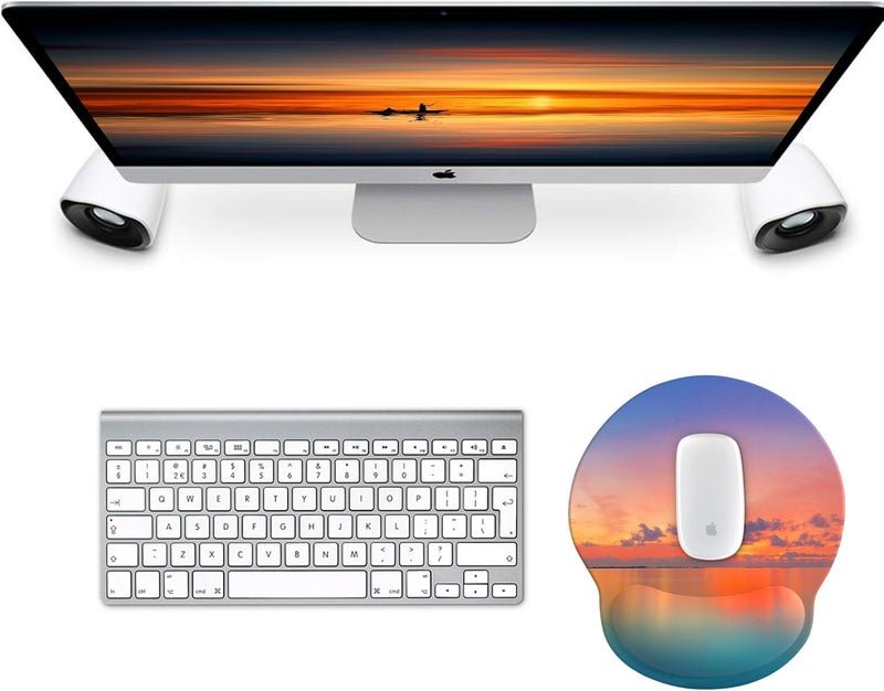 eulps Mouse Pad with Wrist Rest, Comfortable Computer Mousepad with Gel Wrist Support Smooth Surface and Non-Slip PU Base for Pain Relief, Laptop, Office & Home (Oceanic Sunset) - Image 2